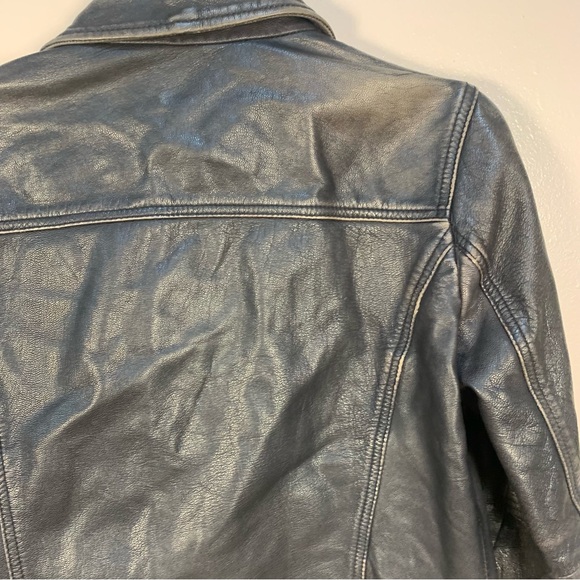 Topshop 100% Genuine Leather Distressed Zippers Moto Biker Jacket - Picture 11 of 16